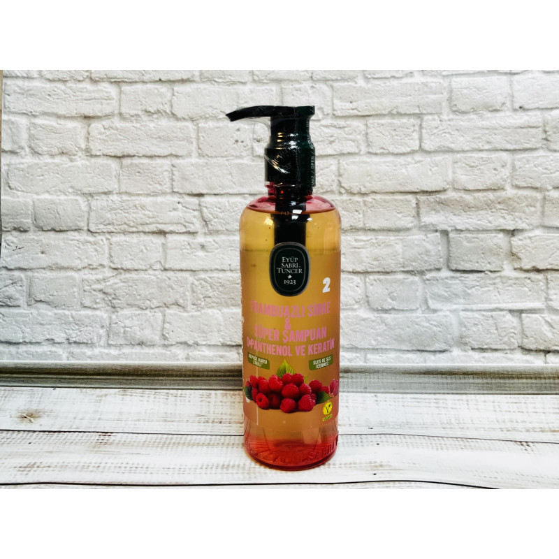 Турецький шампунь для жирного волосся з малиновим оцтом 